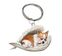 ZXCVWWE Cute Sleeping Angel Dog Pendant,Cute Angel Sleeping Dog Acrylic Keychain, Acrylic Dog Sleeping in Angel Model Hanging Keychain Pendant for Home Stationery Decor Auto Interior,1PCS