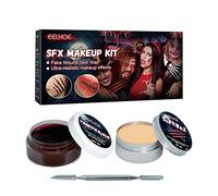 ZXCVWWE Halloween Sfx Makeup Kit Safe Skin-friendly Scars Wax Set Effects Spatula Special Gel Wounds Fake Realistic Q6o7 Silver Blood Ma