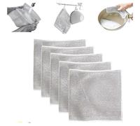 ZXCVWWE Multipurpose Wire Dishwashing Rags for Wet and Dry, 5/10pcs Cast Iron Cleaner Dish Cloths, Stainless Steel Scourers Cleaners, Reusable Kitchen Scourer Cloth, Cleaning Cloths for Kitchen