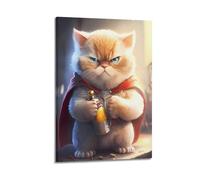 ZXCYGSAM Cute Superhero Kitten Poster Poster Decorative Painting Canvas Wall Posters And Art Picture Print Modern Family Bedroom Decor Posters 16x24inch(40x60cm)