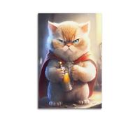 ZXCYGSAM Cute Superhero Kitten Poster Poster Decorative Painting Canvas Wall Posters And Art Picture Print Modern Family Bedroom Decor Posters 20x30inch(50x75cm)