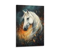 ZXCYGSAM White Horse And Autumn Grass Poster Poster Decorative Painting Canvas Wall Posters And Art Picture Print Modern Family Bedroom Decor Posters 12x18inch(30x45cm)