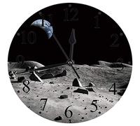 ZXDFG Digital all Clocks 12",Moon,Earth Seen From the Moon Space Deris Vast Universe Day and Night Cycle Photography,lack G