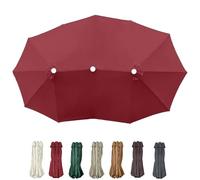 ZXDFMY 15' Umbrella Canopy Replacement Outdoor Umbrella Cloth Patio Double-Sided Umbrella Canopy 12 Ribs Replacement Top Cover(Burgundy)