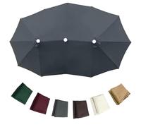 ZXDFMY 15ftx9ft Replacement Double-Sided Outdoor Umbrella Replacement Cloth, Umbrella Canopy Patio Umbrella Canopy Fabric 12 Ribs(Light Grey)