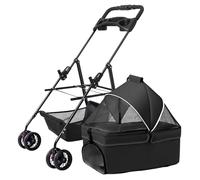ZXDRYBHD Dog Stroller, Pet Stroller, Foldable Carrier Strolling Cart, with Storage Bag and Cup Holder, for Small Medium Pets 30 Lbs(Black)