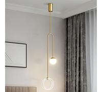 ZXDTVFGN 14W Chandelier Minimalist LED Pendant Lamp Matte White Glass 2 Light Mid Century Modern Lighting Fixture With Brush Brass Finish Semi Flush Mount Ceiling For Kitchen Livin