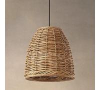 ZXDTVFGN 15.7" Farmhouse Rattan Pendant Light Fixture Woven Wicker Chandelier Vintage Mid Century Lighting Bell Bamboo Ceiling Hanging Lamp for Kitchen Island Dining Room Bedroom L