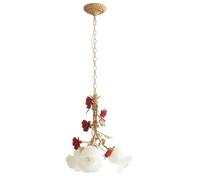 ZXDTVFGN 3-Light French Flower Shape Glass Pendant Light Milk Cluster Ceiling Hanging Lamp Nordic Modern Coastal Rose Floral Chandelier For Dining Room Kitchen Island Farmhouse Bat