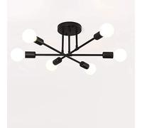 ZXDTVFGN 6-Lights Sputnik Chandelier Industrial Semi Flush Mount Pendant Lighting for Kitchen Dining Room Living Room,Mid Century Modern Ceiling Light Fixture-Black. 70x20cm(28x8inch) Made