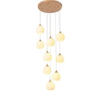 ZXDTVFGN 9-Lights Chandelier for Living Room Duplex Pavilion Villa Long Modern Minimalist Stairs Fashion Creative Restaurant White Glass (Color : Gold) Made in China