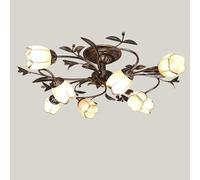 ZXDTVFGN American retro ceiling lamp, creative flower-shaped LED pastoral chandelier, simple European living room French lamp for bedroom,8 Heads