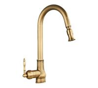 ZXDTVFGN Antique Brass Kitchen Faucet Pull Out Spout Faucets Black Single Hole Swivel Hot Mixer Tap,Antique