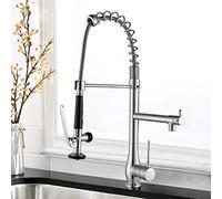 ZXDTVFGN Contemporary Single Handle Brass Kitchen Faucet - Pull Down Sprayer, Bifunctional Spring Design, Pot Filler Feature(Nero)