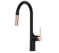 ZXDTVFGN Deck Mounted Brass Kitchen Faucet - Single Handle Hot and Cold Water Pull Out Mixer with Two Functions, White Finish, V72 Model(V62-black Rose Gold)