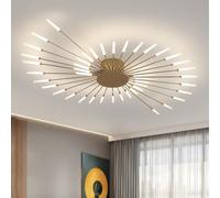 ZXDTVFGN Dimmable Modern LED Ceiling Light with Remote Control Black Chandelier for Bedroom Living Room Kitchen Dining Office Semi Flush Pendant Gold Finish 42 Lights