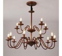 ZXDTVFGN E14 American country retro candle chandelier, simple living room lamp, dining home bedroom study lamp,10 heads