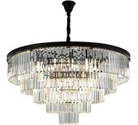 ZXDTVFGN E14 American light luxury crystal chandelier, modern simple living room lamp, creative restaurant bedroom designer lighting,Black,9 heads