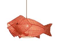 ZXDTVFGN E27 Hanging Light Fixture Fish-Shaped Design Lantern Chandelier for Kitchen Living Room Bars Unique Color Adjustable Handmade Lighting, Red, a