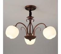 ZXDTVFGN E27 retro simple country chandelier, American glass ceiling lamp, bedroom for master and living room Dining lighting,6 heads