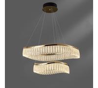 ZXDTVFGN French light luxury crystal chandelier, creative square lamp, aluminium electroplating S gold + crystal, for dining room bedroom living room,Gold,60cm