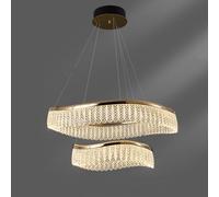 ZXDTVFGN French light luxury crystal chandelier, creative square lamp, aluminium electroplating S gold + crystal, for dining room bedroom living room,Gold,60cm