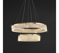 ZXDTVFGN French luxury crystal chandelier, creative round lamp, electroplated aluminium S gold + for dining room bedroom living room,Gold,80cm