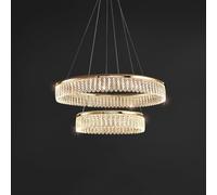 ZXDTVFGN French luxury crystal chandelier, creative round lamp, electroplated aluminium S gold + for dining room bedroom living room,Gold,80cm