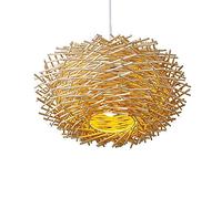 ZXDTVFGN Hand Woven Rattan Chandelier Light Handmade Bamboo LED Ceiling Shade Bird Nest Wooden Lamp for The Living Room Bar Coffee Shop Book Store Hallway E27 Interesting