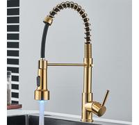 ZXDTVFGN Kitchen Faucet Pull-Down Mixer with Hot ColSingle Handle Swivel Spout Handheld Head,Brushed Gold NoCover