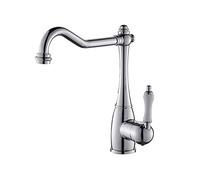 ZXDTVFGN Kitchen Sink Mixer Tap, Traditional Faucet Brass Elegant Ceramic Single Lever Monobloc Swivel Spout Chrome