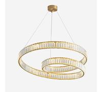 ZXDTVFGN LED light luxury ring crystal chandelier, creative full copper lamp, simple household for dining room bedroom living duplex lamps and lanterns,Gold,80cm