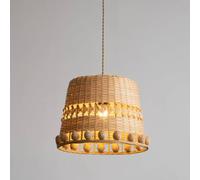 ZXDTVFGN Mid Century Modern Pendant Light Large Boho Rattan Chandelier Rustic Woven Bamboo Ceiling Hanging Lamp Kitchen Island Farmhouse Wicker Lighting Fixture for Dining Room Bed
