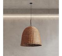 ZXDTVFGN Mid Century Rattan Pendant Light Fixture Bell Shaped Large Bamboo Woven Ceiling Hanging Lamp Kitchen Island Farmhouse Vintage Wicker Chandelier for Dining Room Bedroom Liv
