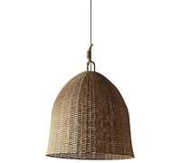 ZXDTVFGN Mid Century Rattan Pendant Light Fixture Bell Shaped Large Bamboo Woven Ceiling Hanging Lamp Kitchen Island Farmhouse Vintage Wicker Chandelier for Dining Room Bedroom Liv