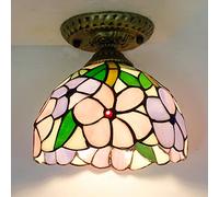ZXDTVFGN Mini Ceiling Light Fixture,Tiffany Stained Glass Semi Flush Mount Lamp,Victorian Style Metal Base Chandeliers for Bedroom Kitchen Dining Living Room Hallway,20 Made in China
