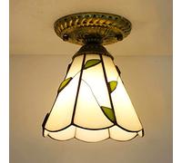 ZXDTVFGN Mini Ceiling Light Fixture,Tiffany Stained Glass Semi Flush Mount Lamp,Victorian Style Metal Base Chandeliers for Bedroom Kitchen Dining Living Room Hallway,23 Made in China