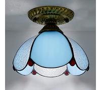 ZXDTVFGN Mini Ceiling Light Fixture,Tiffany Stained Glass Semi Flush Mount Lamp,Victorian Style Metal Base Chandeliers for Bedroom Kitchen Dining Living Room Hallway,12 Made in China