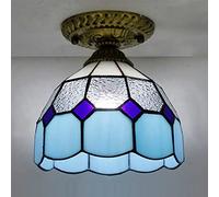 ZXDTVFGN Mini Ceiling Light Fixture,Tiffany Stained Glass Semi Flush Mount Lamp,Victorian Style Metal Base Chandeliers for Bedroom Kitchen Dining Living Room Hallway,22 Made in China