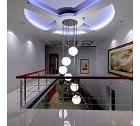 ZXDTVFGN Minimalist Chandelier for Living Room Modern Stairs Long Duplex Pavilion Villa Multi Glass Balls Fashion Creative Restaurant White Made in China