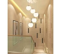 ZXDTVFGN Minimalist Spiral Staircase Long Chandelier Modern Creative Hotel Villa Stairwell Glass Ball Simple Living Room Dining (Color : Silver, Size 5-Lights) Made in