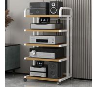 ZXDTVFGN Mobile 3 - Tier Media Stand on Wheels, Versatile Audio Rack Cabinet for Tv, Av Equipment, Gaming Consoles, Streaming Devices, Stereo Components, Adjustable & Stylish Storage Solution