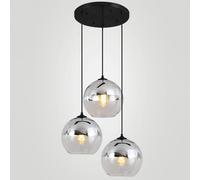 ZXDTVFGN Silver Semi-electroplated Spherical Glass Chandelier, Contemporary Creative Ceiling Lights, Pendant Lamp for Bedroom Restaurant Kitchen Island (20cm)