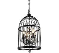 ZXDTVFGN V-intage Black Chandelier Crystal Birdcage Ceiling Lamp 4 8 Heads Pendant Light E14