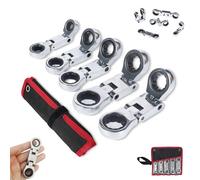 ZXDZSW Dual-Drive Nano Flex-Head Pocket Ratchet, Double Box End Ratcheting Wrench Set, 3/4“ Inch Retractable Ratchets Wrenches Set, for Narrow Spaces