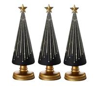 ZXDZSW Gradient Glass Starry Night Tree with LED Lights, Xmas Gift for Home Mantel Tabletop Decoration Festive Theme Decor for Resin Christmas Ornaments Craft Gift Decoration(Black(3pc))