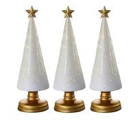 ZXDZSW Gradient Glass Starry Night Tree with LED Lights, Xmas Gift for Home Mantel Tabletop Decoration Festive Theme Decor for Resin Christmas Ornaments Craft Gift Decoration(White(3pc))