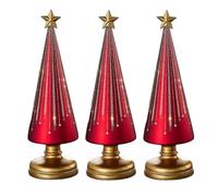 ZXDZSW Gradient Glass Starry Night Tree with LED Lights, Xmas Gift for Home Mantel Tabletop Decoration Festive Theme Decor for Resin Christmas Ornaments Craft Gift Decoration(Red(3pc))