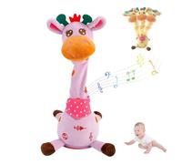 ZXDZSW Musical Talking Dancing Giraffe Plush Toy, Soft Sensory Gift, Recharged Interactive Giraffe Plush Musical Baby Toys Tummy Time Gifts(Pink,Charging)