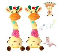 ZXDZSW Musical Talking Dancing Giraffe Plush Toy, Soft Sensory Gift, Recharged Interactive Giraffe Plush Musical Baby Toys Tummy Time Gifts(Yellow*2,Charging)